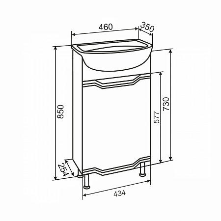 Тумба напольная ВИКТОРИЯ 45 /правая/ AQUA DE MARCO